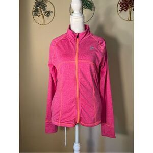 Fila Heathered Pink Orange Athletic Track Jacket w Thumbholes Large 14 - 16
